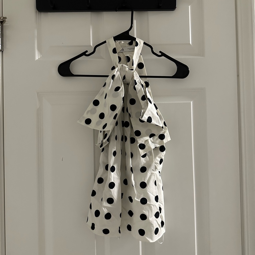 Zara Black and White Polka Dot Halter Top